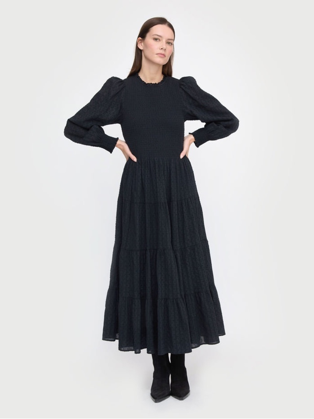 NWT Hill House Home The Nap Dress - Viviana Nap Dress - Black Linear Dot XS - LS